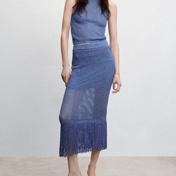Fringed Detailed Knitted Skirt - Picture 1 of 9